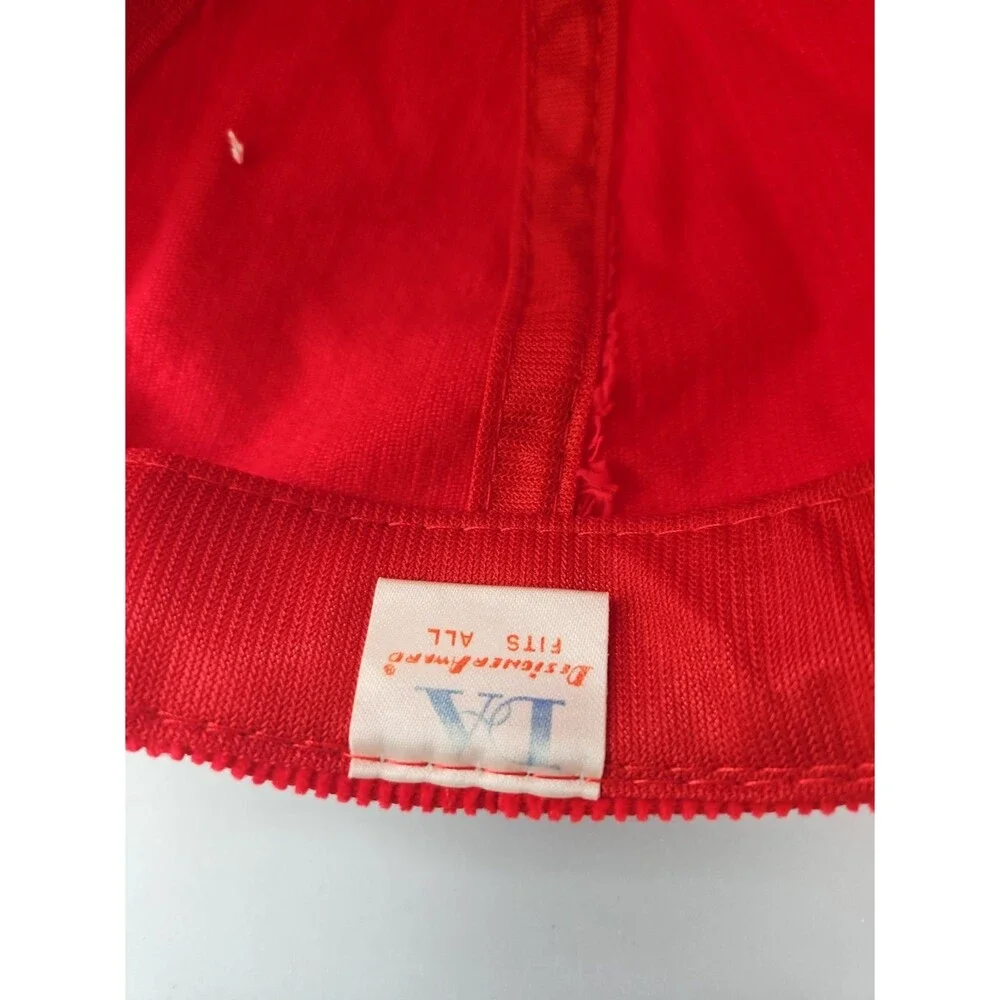 Vintage Mrs. Fields Cookies  Red Corduroy Rope Strapback Hat Cap 90s Y2k